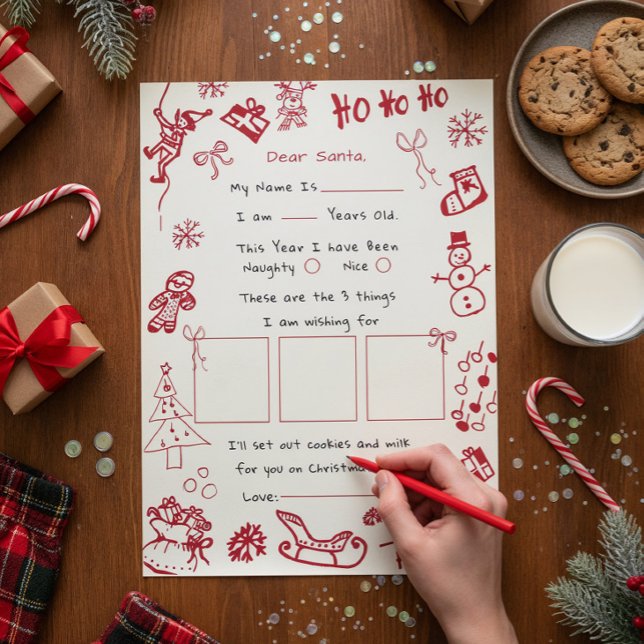 Handritat klotterbrev till Tomte, Tomte Inbjudningar (Skapare uppladdad)