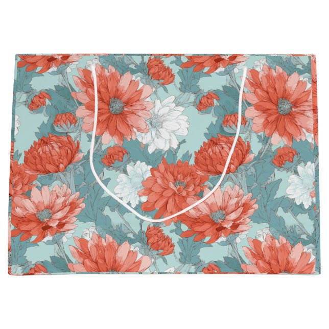 Handritat korallblomma Mint Blommönster (Framsidan)