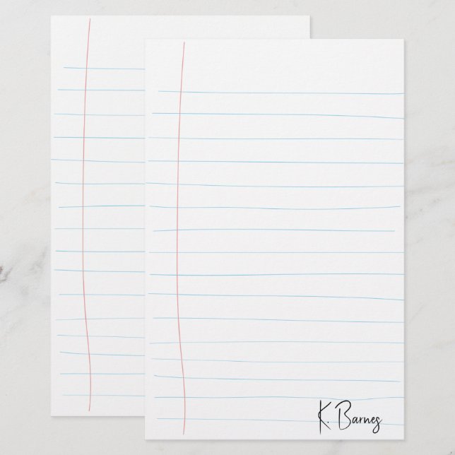 Handritat Linjerat Papper (Fram/baksida)