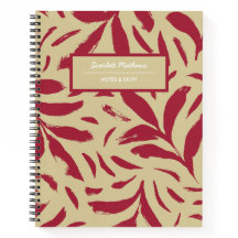 Handritat löv vinrött&Beige Sömlöst Mönster