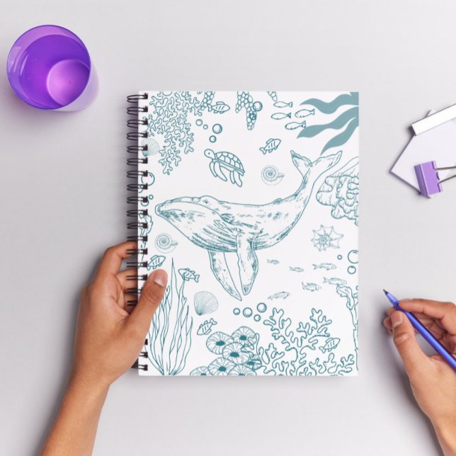 Handritat marint liv anteckningsbok (Hand-drawn Marine Life Notebook. )