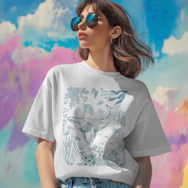 Handritat marint liv t shirt (Hand-drawn Marine Life T-shirt)