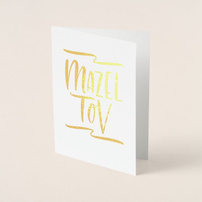 Handritat Mazel Tov Grattis Folierat Kort (Framsida)