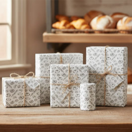 Handritat presentpapper med bagerimotiv