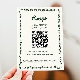 Handritat Retro Grönt Handskrivet RSVP-kort OSA Kort
