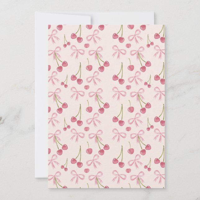 Handritat Rosa Körsbär Coquette Sömlöst Mönster Inbjudningar (Framsida)
