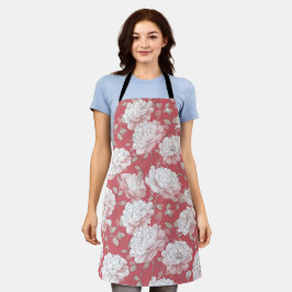 Handritat Rosa Ros Vit Blommönster