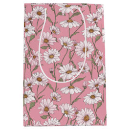 Handritat Rosa Tusenskönor Vitt Blommönster