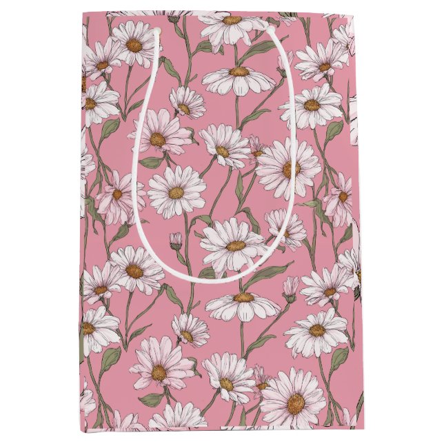 Handritat Rosa Tusenskönor Vitt Blommönster (Framsidan)