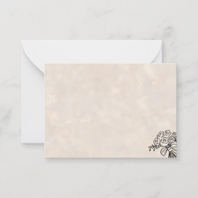 Handritat rosbouquet tomt vykort (Framsida)