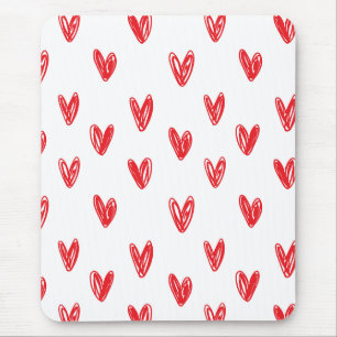 Handritat Rött Hjärtmönster – Minimalt Valentine Musmatta