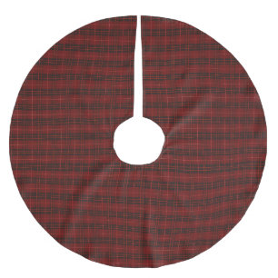 Handritat rött rutigt mönster julgransmatta borstad polyester