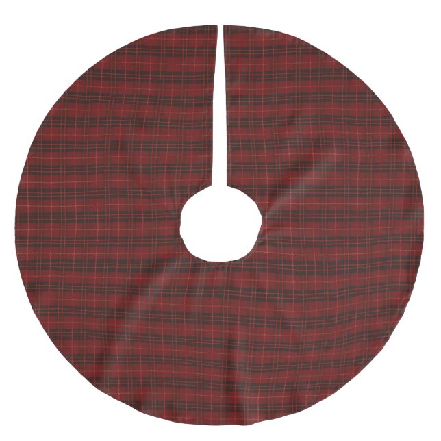 Handritat rött rutigt mönster julgransmatta borstad polyester (Framsidan)