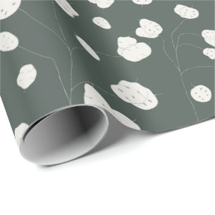 Handritat Silver Dollar Lunaria-mönster Anpassat Presentpapper