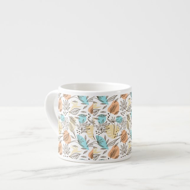 Handritat sommar tropiskt mönster espressomugg (Framsida vänster)