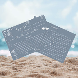 Handritat strand-doodle bröllopsdusch-receptkort tilläggskort