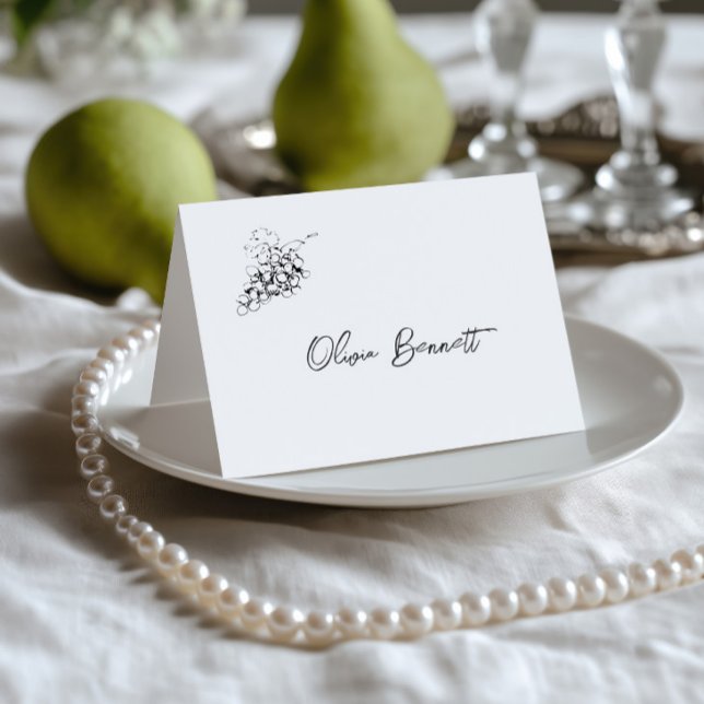 Handritat svart & vitt bröllopsplatskort bordsnummer (Hand Drawn Black & White Wedding Place Card)