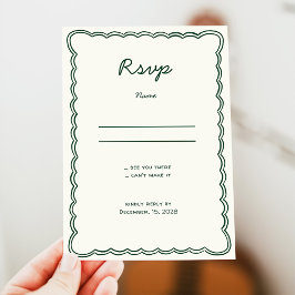 Handritat Vintage Grönt Handskrivet RSVP-kort Inbjudningar