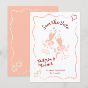 Handritat Whimsical Spara datum Bröllop Inbjudningar