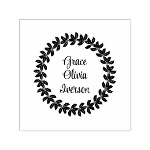 Handriten blomsterkrans självfärgande stämpel