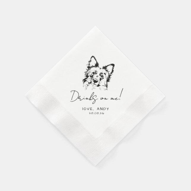 Handriten Border Collie Dricker på mig Cocktail Pappersservett (Hörn)