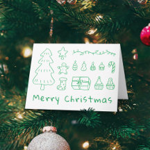 Handritet Grönt God Jul-Kort