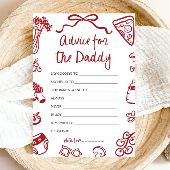 Handritet italienskt råd för blivande pappa-kort inbjudningar (Hand Drawn Italian Advice for the Daddy-to-be Card)
