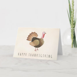 Handritet Vattenfärgskort med Kalkon för Thanksgiv Kort