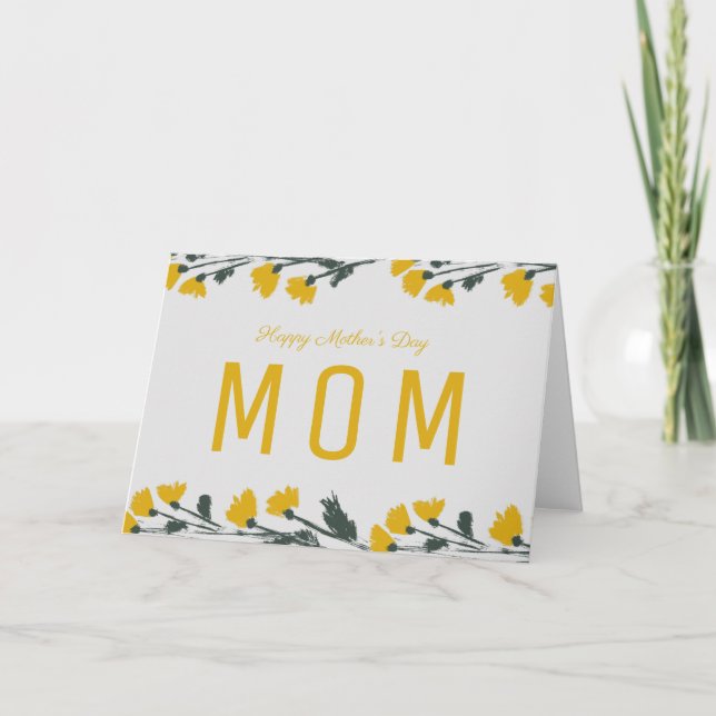 Handritet Vildt Blommigt Morsdags Kort (Framsida)
