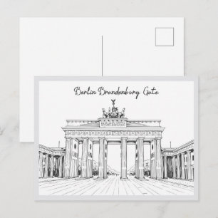 Handritta Berlin Brandenburger Tor Tyskland Vykort