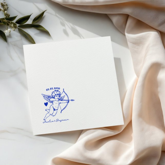 Handritta Cupid Cocktail Bröllopsservetter Pappersservett (Skapare uppladdad)