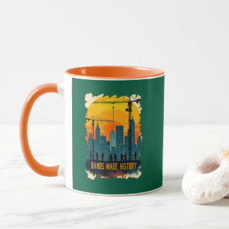 Hands Made History Worker Labor Day Vintage Design Mugg
