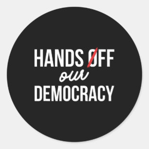 Hands Off Our Democracy-protest 5 april Anti Trump Runt Klistermärke