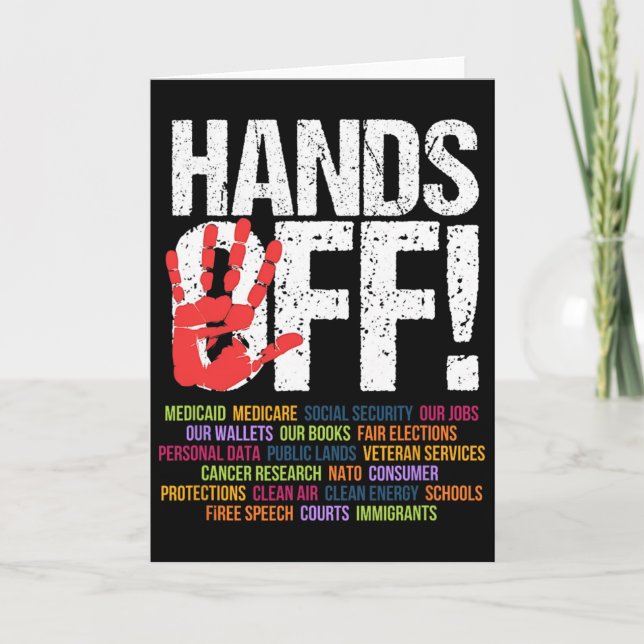 Hands Off-protest 5 april Motstånd Anti Trump Kort (Framsida)