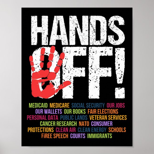 Hands Off-protest 5 april Motstånd Anti Trump Poster (Framsidan)