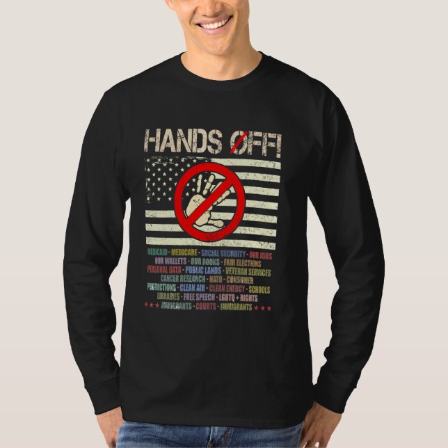 Hands Off-protest lördag 5 april män kvinnor T Shirt (Framsida)