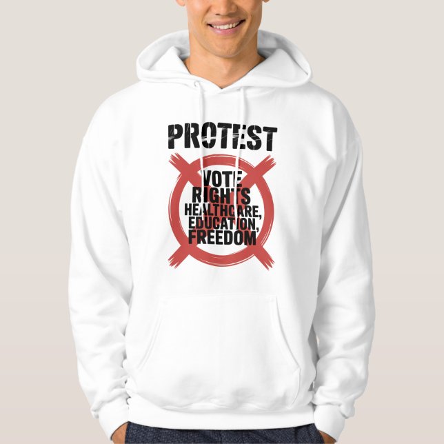 Hands Off Protest Vote Rights Healthcare Education Hoodie (Framsida)