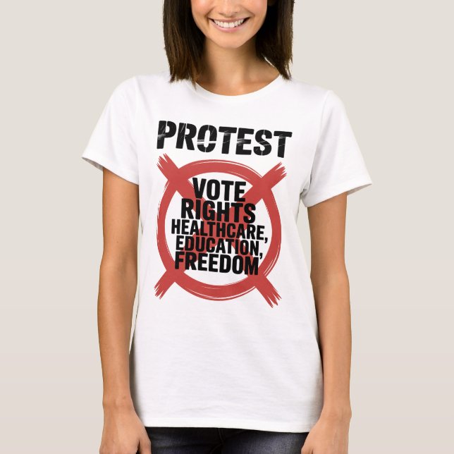 Hands Off Protest Vote Rights Healthcare Education T Shirt (Framsida)