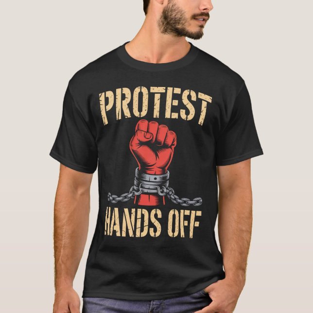 Hands Off Protestaktivism T-shirt – Modig Frihet (Framsida)