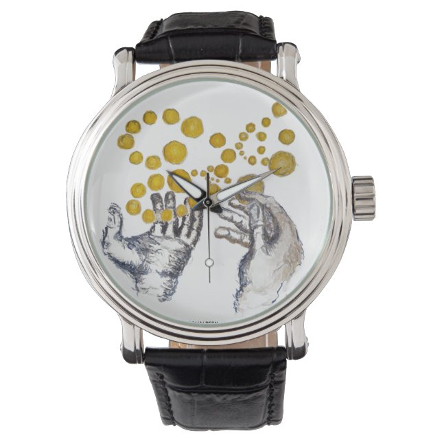 Hands Outstretched with Golden Globes Artist Clock Armbandsur (Framsida)