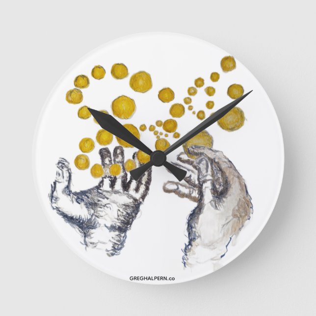 Hands Outstretched with Golden Globes Artist Clock Rund Klocka (Framsida)