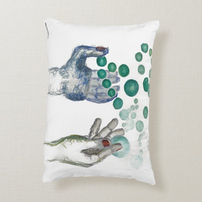 Hands Outstretched with Golden Globes Prydnadskudde (Baksidan(Vertikal))