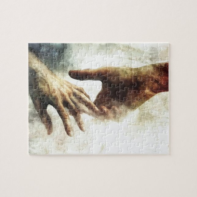 Hands Reaching Christian Gift Spiritual Wall Decor Pussel (Horisontell)