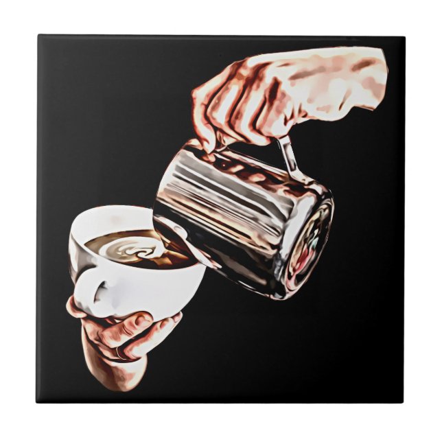 handsfärgning av kaffekonst kakelplatta (Framsidan)
