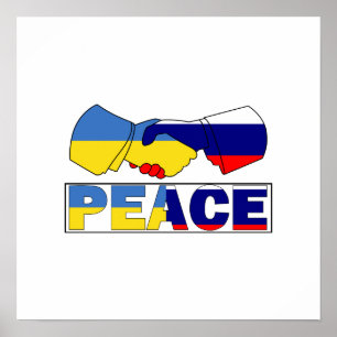 Handshake of Peace, Ukraina, Ryssland, Flagga Poster