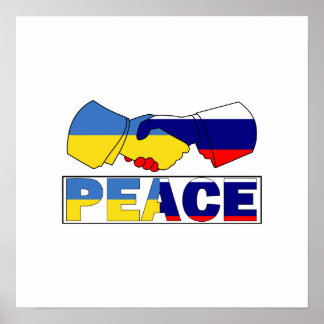 Handshake of Peace, Ukraina, Ryssland, Flagga Poster