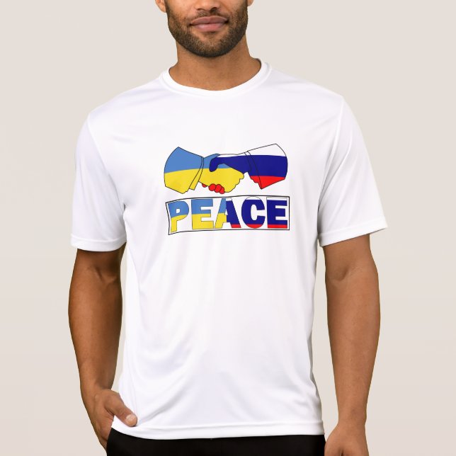 Handshake of Peace, Ukraina, Ryssland, Flagga T Shirt (Framsida)
