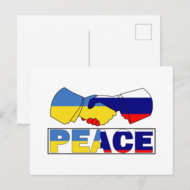 Handshake of Peace, Ukraina, Ryssland, Flagga Vykort (Fram/baksida)