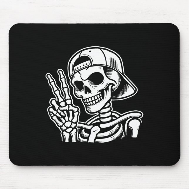 Handsignal för Fredsteckenet Retro Halloween Skele Musmatta (Framsidan)