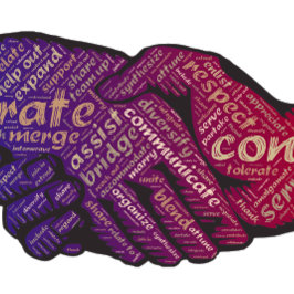 Handskaka Connect-inspirerande Ord Art T Shirt